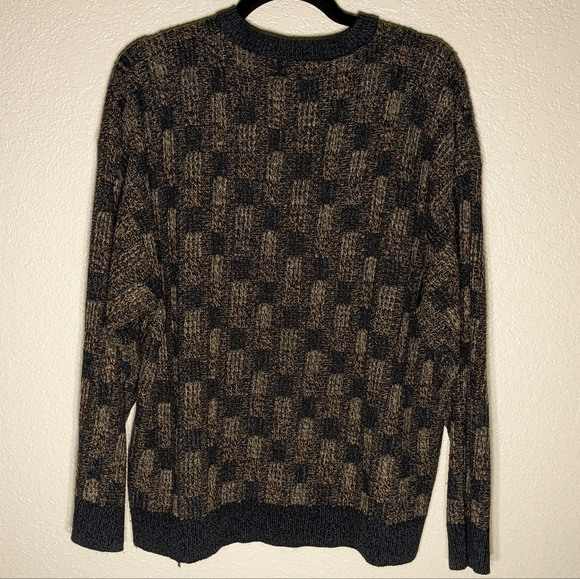 Town Craft Comfy Crew Brown & Navy Grunge Grandpa Sweater - Picture 4 of 4
